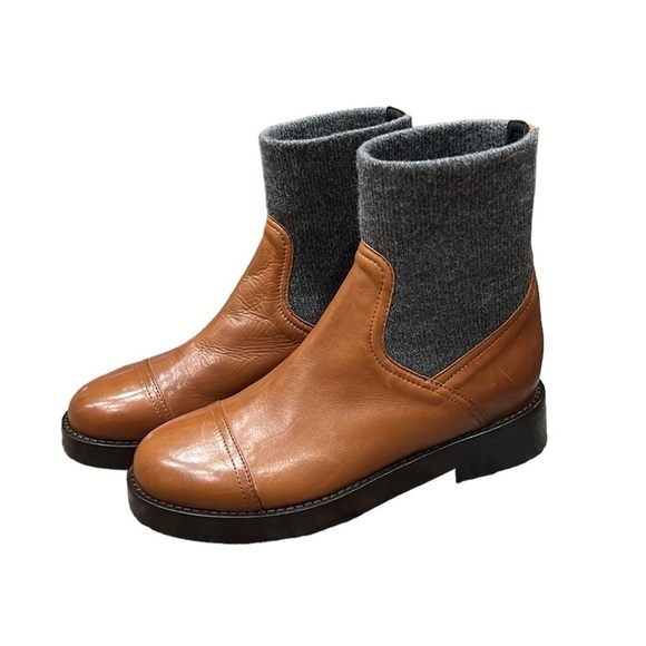 j Crew Wool Rib-cuff boots in Italian leather SZ 8.5 - Picture 3 of 10